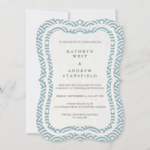 Invitation Japonais Seigaiha Vave Elégant Mariage Plage