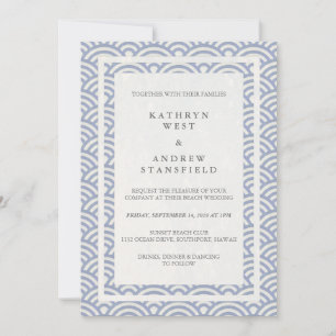 Invitation Japonais Seigaiha Vave Elégant Mariage Plage