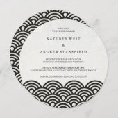 Invitation Japonais Seigaiha Vave Elégant Mariage Plage (Devant / Derrière)