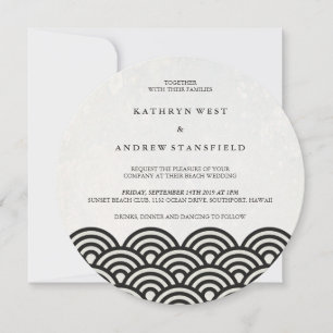 Invitation Japonais Seigaiha Vave Elégant Mariage Plage