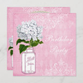 Invitation Jar Chic Jar et Hydrangea fête d'anniversaire du S (Devant / Derrière)