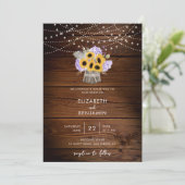 Invitation Jar de bois rustique tournesol Hydrangea Mariage m (Debout devant)