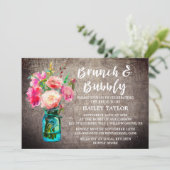 Invitation Jar de Mason rustique avec Brunch aux fleurs et mo (Debout devant)