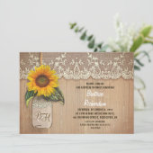 Invitation jar de tournesol rustique (Debout devant)