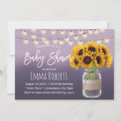 Invitation Jar de tournesol rustique Élégant Baby shower viol (Devant)