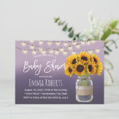 Invitation Jar de tournesol rustique Élégant Baby shower viol (Debout devant)