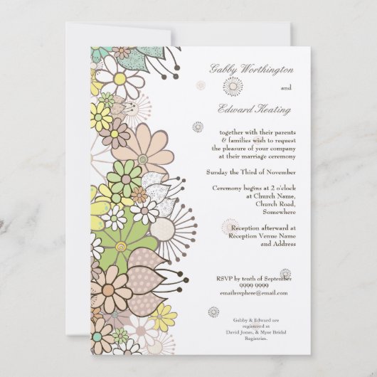 Invitation Jardin à fleurs neutres doux do-it-yourself person (Dos)