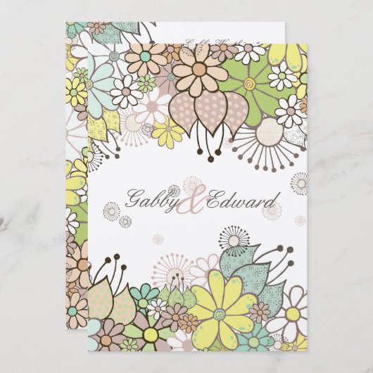 Invitation Jardin à fleurs neutres doux do-it-yourself person (Devant / Derrière)