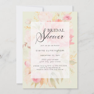 Invitation Jardin à l'aquarelle Rose Peony Floral Bridal Show