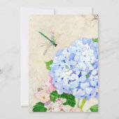 Invitation Jardin anglais, bleu et rose Hydrangeas aquarelle (Dos)