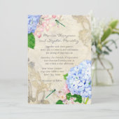 Invitation Jardin anglais, bleu et rose Hydrangeas aquarelle (Debout devant)