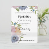 Invitation Jardin Anniversaire Fleurs d'aquarelle Invitatiati (Debout devant)
