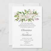 Invitation Jardin antique Fleurs blanches Mariage élégant (Devant)