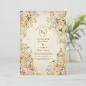 Invitation Jardin antique Roses et oiseaux (Debout devant)