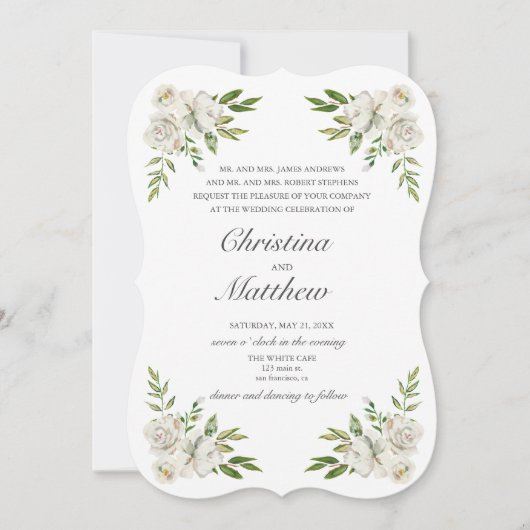 Invitation Jardin antique Vintage Fleurs mariage (Devant)