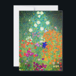 Invitation Jardin aux fleurs Gustav Klimt<br><div class="desc">Carte représentant le Jardin des fleurs peint à l’huile de Gustav Klimt (1906). Un beau jardin de fleurs violettes,  rouges,  blanches,  bleues et oranges. Un grand cadeau pour les amateurs d'art Art Nouveau et autrichien.</div>