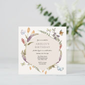Invitation Jardin aux fleurs papillons Anniversaire (Debout devant)