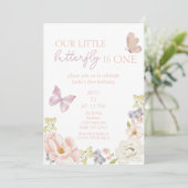 Invitation Jardin aux papillons enchanté premier anniversaire (Debout devant)