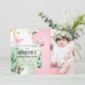 Invitation Jardin aux papillons Fleurs florales 1er premier a (Debout devant)