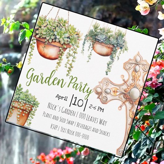 Invitation Jardin avec Succulents et décoration de jardin