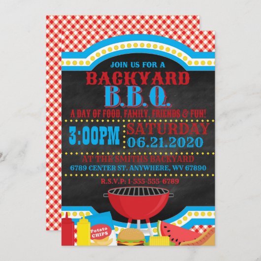 Invitation Jardin barbecue (Devant / Derrière)