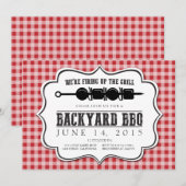Invitation Jardin barbecue avec En vichy rouge (Devant / Derrière)