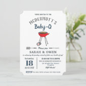 Invitation Jardin barbecue Baby shower barbecue Baby-Q  (Debout devant)