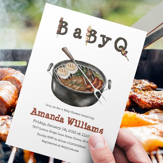 Invitation Jardin barbecue Baby shower BBQ