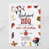 Invitation Jardin barbecue barbecue fête d'anniversaire (Devant / Derrière)