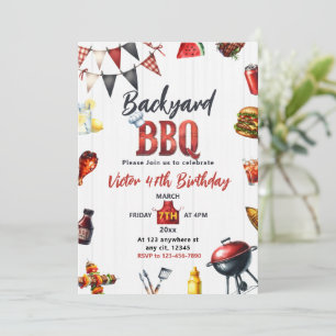 Invitation Jardin barbecue barbecue fête d'anniversaire