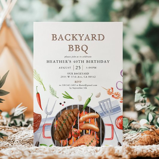 Invitation Jardin barbecue barbecue fête d'anniversaire