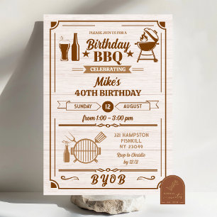 Invitation Jardin barbecue et fête d'anniversaire de la bière
