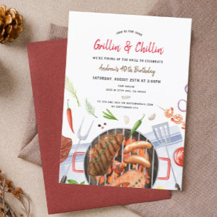 Invitation Jardin barbecue Grill & Chill Anniversaire