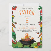 Invitation Jardin barbecue Orange Grill Enfants Fête en plein (Devant)