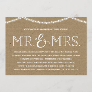 Invitation Jardin Bash   Rustic Anniversary Party