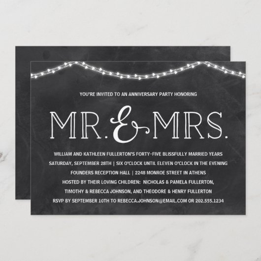 Invitation Jardin Bash | Rustic Anniversary Party (Devant / Derrière)