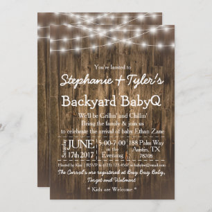 Invitation Jardin BBBQ  BBQ Bassin Baby shower Rustique