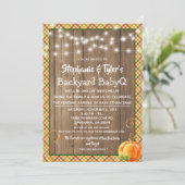 Invitation Jardin BBBQ  BBQ Rustic Fall Baby shower (Debout devant)
