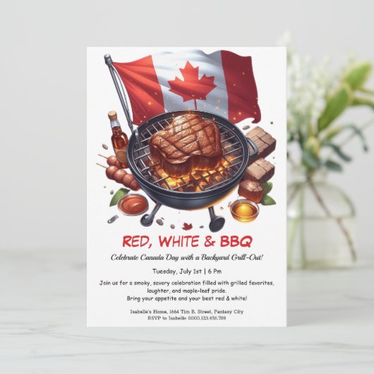 Invitation Jardin BBQ Bash | Fête du Canada (Debout devant)
