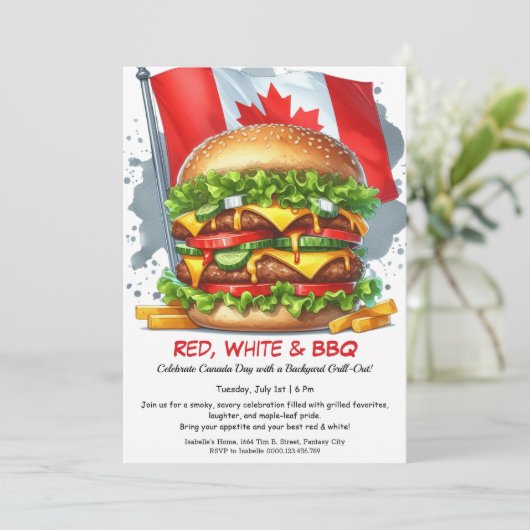 Invitation Jardin BBQ Bash | Fête du Canada (Debout devant)