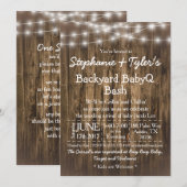 Invitation Jardin BBQ BBQ Bash Baby shower rustique bois (Devant / Derrière)