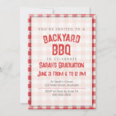 Invitation Jardin BBQ Décontracté Grad Party Cookout En vichy (Devant)