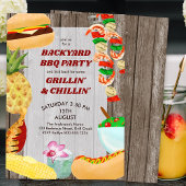 Invitation Jardin BBQ Party Chillin rustique et Grillation