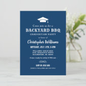 Invitation Jardin BBQ Rustic Navy Blue (Debout devant)