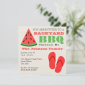 Invitation Jardin BBQ Watermelon & Flip Flops (Debout devant)