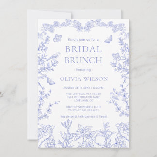 Invitation Jardin blanc bleu Chinoiserie Bridal Brunch