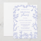 Invitation Jardin bleu blanc Fête des mariées de la Chinoiser (Devant / Derrière)