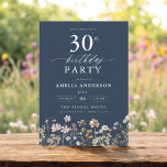 Invitation Jardin bleu de la marine fleur sauvage 30e anniver<br><div class="desc">Célébrez dans le style avec une calligraphie fleurie jardin 30e anniversaire invitation, parfait pour un évènement marquant. Avec ses motifs floraux vibrants et son élégante calligraphie, cette invitation donne un ton fantaisiste mais sophistiqué à votre célébration. Le thème du jardin luxuriant mêle beauté naturelle et typographie gracieuse, créant un look...</div>