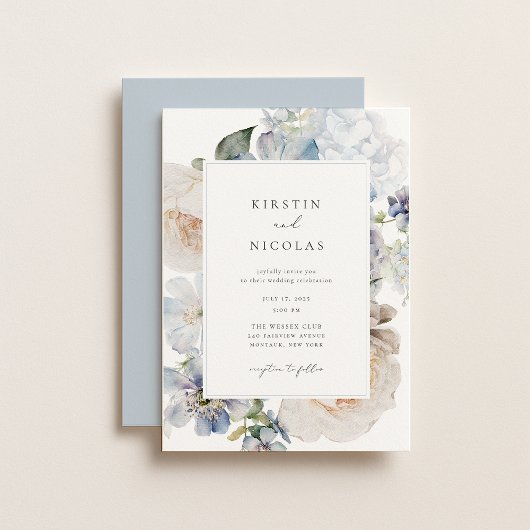 Invitation Jardin bleu Dusty Mariage Floral