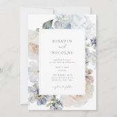 Invitation Jardin bleu Dusty Mariage Floral (Devant)